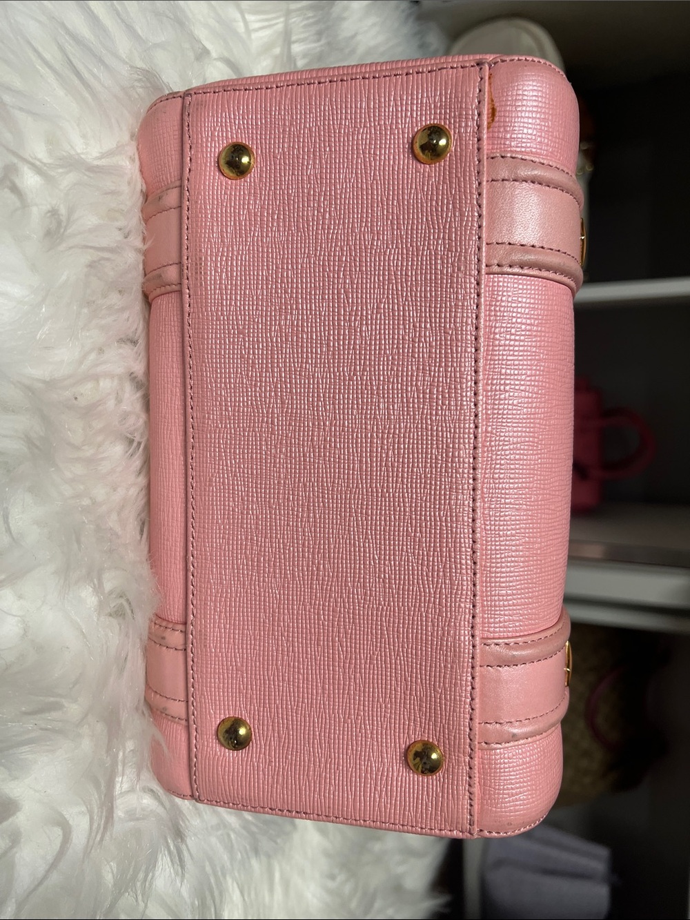 MCM Pink Leather Barrel Satchel with Gold Hardware - Picture 6 of 12